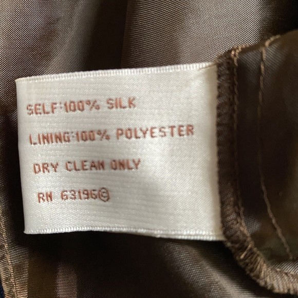 Suzi Chin Womens Size 10 Brown Green Polka Dot Empire Waist Silk Dress - Picture 12 of 16